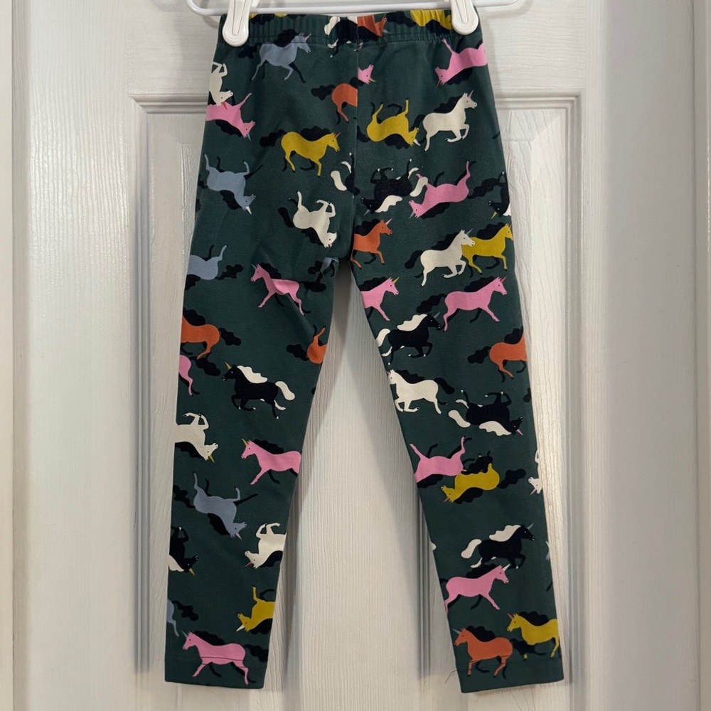 Hanna Andersson Baby Girl Green with Multicolored Horse Design Leggings - Picture 5 of 7
